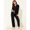 cheibear Women's Long Sleeves Button Down Top with Pants Lounge Pajamas Set - 2 of 4