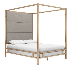 Full Evert Champagne Gold Canopy Bed with Panel Headboard Smoke - Inspire Q, Grey