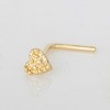 Jewelry Avalanche Solid 14K Yellow Gold Nugget Heart Nose Stud, 22G L-Bend Nose Ring Stud - 3 of 4