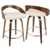 24" Fixed-Height Counter Stool with Swivel, Upholstered Seat and Round Chrome Metal Footrest, Set of 2 for Kitchen - 2 of 4