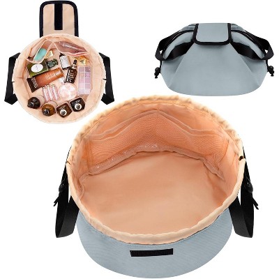 Narwey Barrel Drawstring Makeup Bag Large Travel Makeup Bag