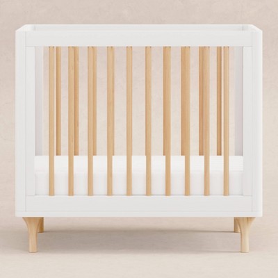 White and Natural Pine 4-in-1 Convertible Mini Crib