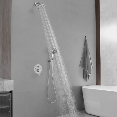 Brushed Nickel Dual Function Rain Shower Faucet with Handheld
