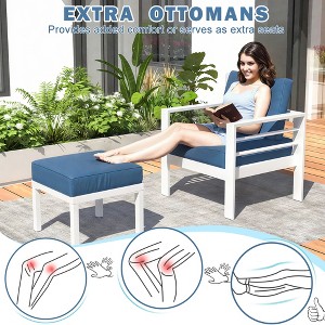 Cesicia 7-Piece Patio Sofa Set with Coffee Table for Backyard, Porch & Poolside，White Frame and Black Cushions - 1 of 4