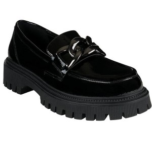 GC Shoes Vita Patent Buckle Lug Sole Platform Loafers - 1 of 4