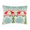 Greenland Home Fashions Fair Isle Snow Sham - Quilted Holiday Pillow Cover, Red & White Nordic Design - 2 of 4