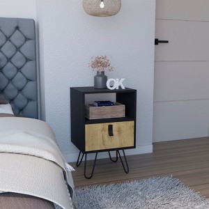 NicBex Nightstand with Storage Drawer and Open Shelf for Bedroom,Living Room,Modern Bedside Table with Wood Legs,Easy Assembly - 1 of 4
