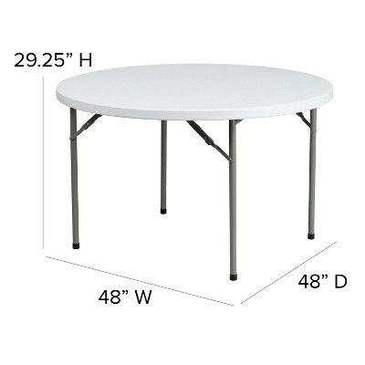 Granite White 4-Foot Round Plastic Folding Table with Gray Legs