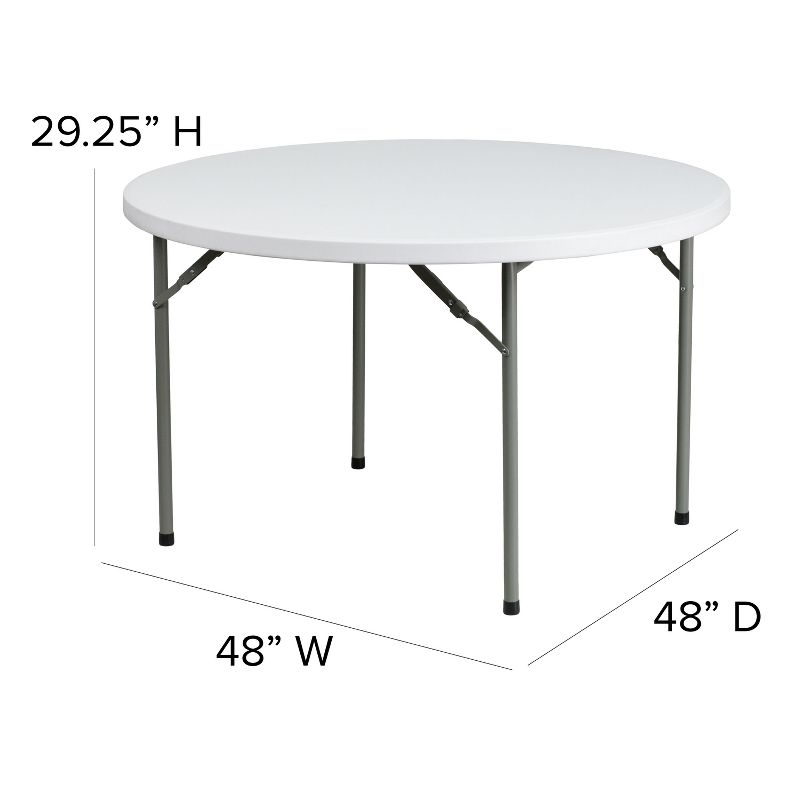 Emma and Oliver 4-Foot Round Granite White Plastic Folding Table - Banquet / Event Folding Table, 3 of 6