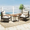 Tangkula 3PCS Patio Wicker Furniture Set PE Wicker Furniture Conversation Set w/ Acacia Wood Table - 3 of 4