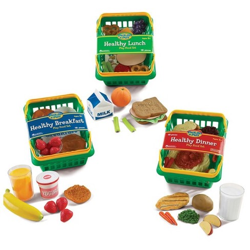 Meal Trays With Healthy Balanced Food For Children Set Stock