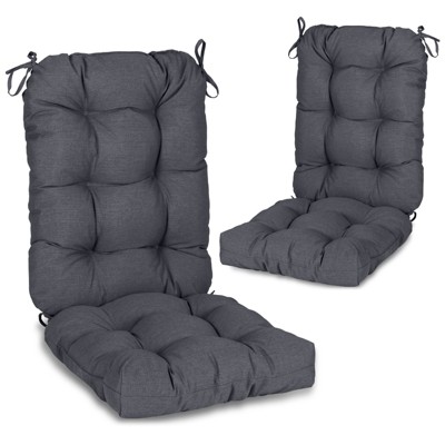 Aoodor Outdoor 42"x 20" x5" Tufted Back Cushions Patio Replacement Chair Cushion with Ties, Water and Fade Resistant for All Weather, Set of 2