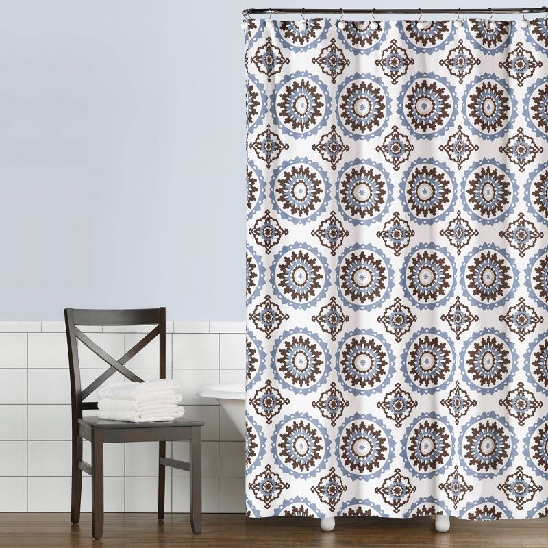 Suzette Geometric Fabric Shower Curtain Blue - Saturday Knight Ltd., 3 of 5