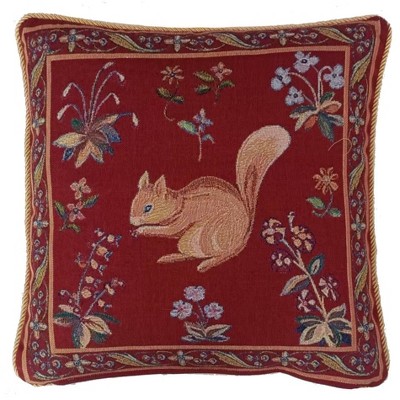 Signare USA Cushion Cover Art Squirrel Dark Red Pillowcase 18 x 18 inch
