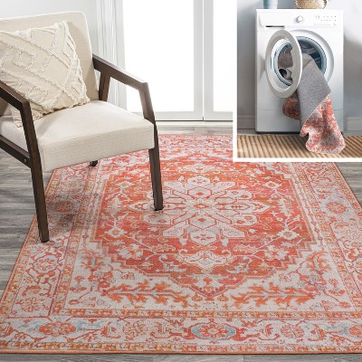 Asa Ornate Medallion Washable Area Rug - JONATHAN Y