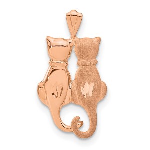 Black Bow Jewelry 14k Rose Gold Polished and Textured Double Cat Pendant - 1 of 4