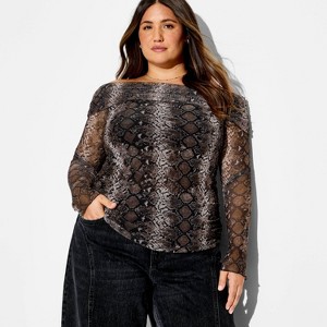 Women's Long Sleeve Off the Shoulder Party T-Shirt - Wild Fable™ - 1 of 3