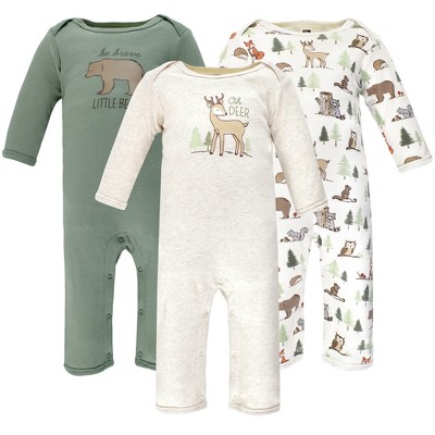Image of Hudson Baby Infant Boy Cotton Coveralls, Forest Animals, 9-12 Months