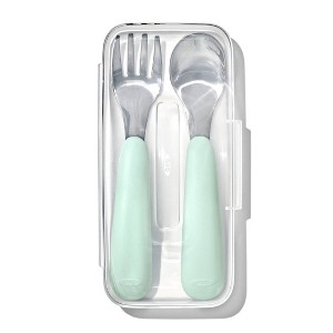 OXO 2pc Tot Stainless Steel On the Go Fork and Spoon Set - Opal - 1 of 4