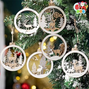 Joyfy 6pcs Christmas Ornaments, Wooden Hanging Reindeer Christmas Tree Ornaments, Cute Christmas Tree Decorations - 1 of 4