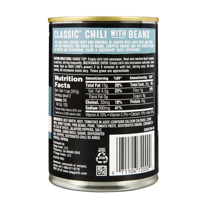 Stagg Chili Gluten Free Classic Chili with Beans - 15oz, 4 of 9