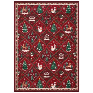 COZONY Christmas Hallway Runner Rug for Kitchen, Boho Holiday Non-Slip Washable Carpet, Stain-Resistant Low Pile Bathroom & Laundry Room Rugs Mats - 1 of 4