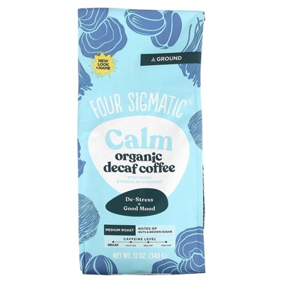 Four Sigmatic Calm, Organic Coffee with Reishi & Chaga  Mushrooms, Ground, Medium Roast, Decaf , 12 oz (340 g)