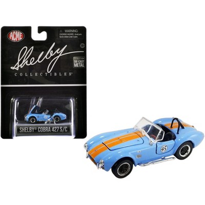 Shelby Cobra 427 S/C #45 Light Blue with Orange Stripes "Shelby Collectibles" Series 1/64 Diecast Model Car by ACME