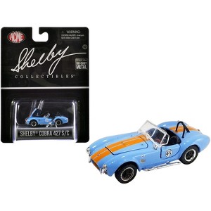 Shelby Cobra 427 S/C #45 Light Blue with Orange Stripes "Shelby Collectibles" Series 1/64 Diecast Model Car by ACME - 1 of 3
