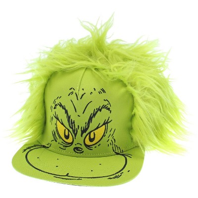 Dr. Seuss Hat Grinch Fur Hair Costume Snapback Cap Green