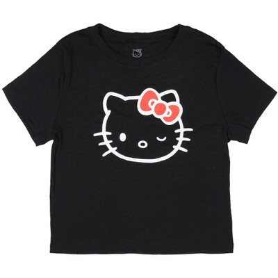 Hello Kitty Women's Hello Kitty Face Outline Cropped Junior's Adult T-Shirt