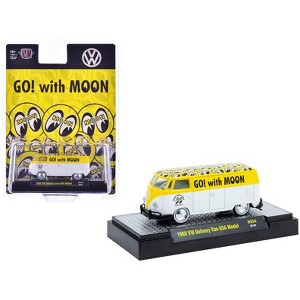 1960 Volkswagen Delivery Van USA Model White and Yellow with Graphics and White Interior 1/64 Diecast Model Car by M2 Machines - 1 of 3