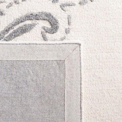 Ivory and Grey Hand-Tufted Wool Floral 4' x 6' Area Rug