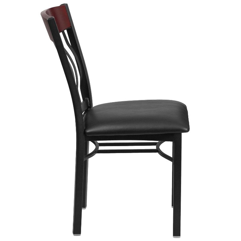 Flash Furniture Vertical Back Metal and Wood Restaurant Chair with Vinyl Seat, 5 of 7
