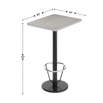 Gray Laminate Rectangular Bar Height Table with Black Base