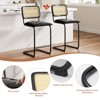 VYNXARIA Set of 2 Counter Height Bar Stools, Upholstered PU Leather with Rattan Back, 26-Inch Armless Chairs for Kitchen Island (Black) - 3 of 4