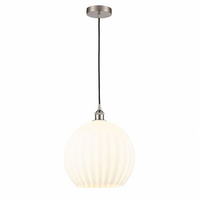White Venetian - 1 Light Cord Hung Pendant In Modern Style-16.63 Inches Tall and 13.75 Inches Wide