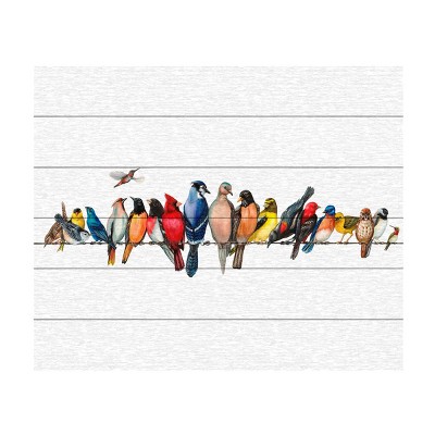 Colorful Tropical Birds on White Canvas Wall Art
