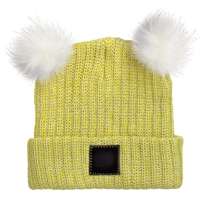 Image of Arctic Gear Child Winter Hat Cotton Cuff Hat with Double Poms Green Sheen Blended with White Poms