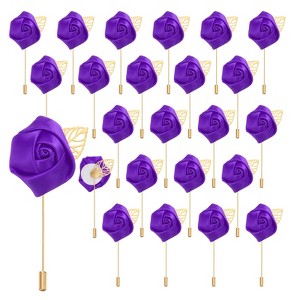 Unique Bargains Realistic Rose Boutonnieres Flower Pins for Wedding Ceremony 24 Pcs - 1 of 4