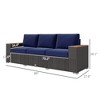 3-Seat Outdoor Patio Sofa with Cushions, PE Rattan Wicker Sofa with Wide Armrests, Outdoor Wicker Couch - 3 of 4