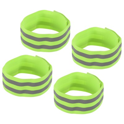 Unique Bargains Reflective Bands for Arm Wrist Ankle Leg 14x2 Inch Strip Green 4 Pack