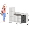 Homhougo Toy Storage Organizer with Reading Nook Kids Bookshelf White Bookcase Seat Cushion Wooden 6-Cubby Storage Bench Toddler Cabinet Shelf - 2 of 4