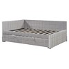 Full Size L-Shaped Upholstered Daybed with Twin Size Pop Up Trundle for Kids Bedroom - 4 of 4