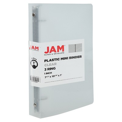 JAM Paper Plastic 1 Inch Mini Binder 7.5 x 10.125 Clear 3 Ring Binder 370531985