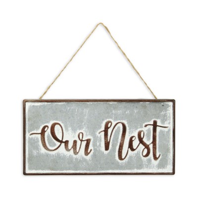 Cheung's Eulalia Metal Rustic Hanging Wall Sign - Our Nest