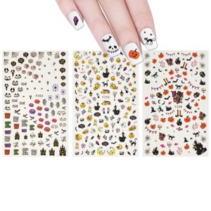 Wrapables 3 Sheets Spooky Halloween Nail Art Halloween Nail Stickers - 1 of 4