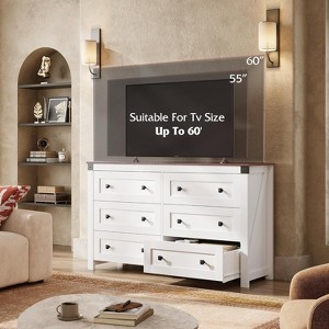 GALAXHERO Farmhouse 6 Drawer Wood Dresser, 53.07" Wide Storage Organizer with Double Rustic Handles TV Stand for 60" TV - 1 of 1
