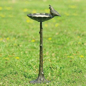 SPI Home Quail Birdbath and Birdfeeder in Cast Iron – 27" Tall Outdoor Garden Accent - 1 of 3
