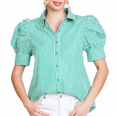 Women's Striped 3/4 Draped Sleeves Top - Jodifl